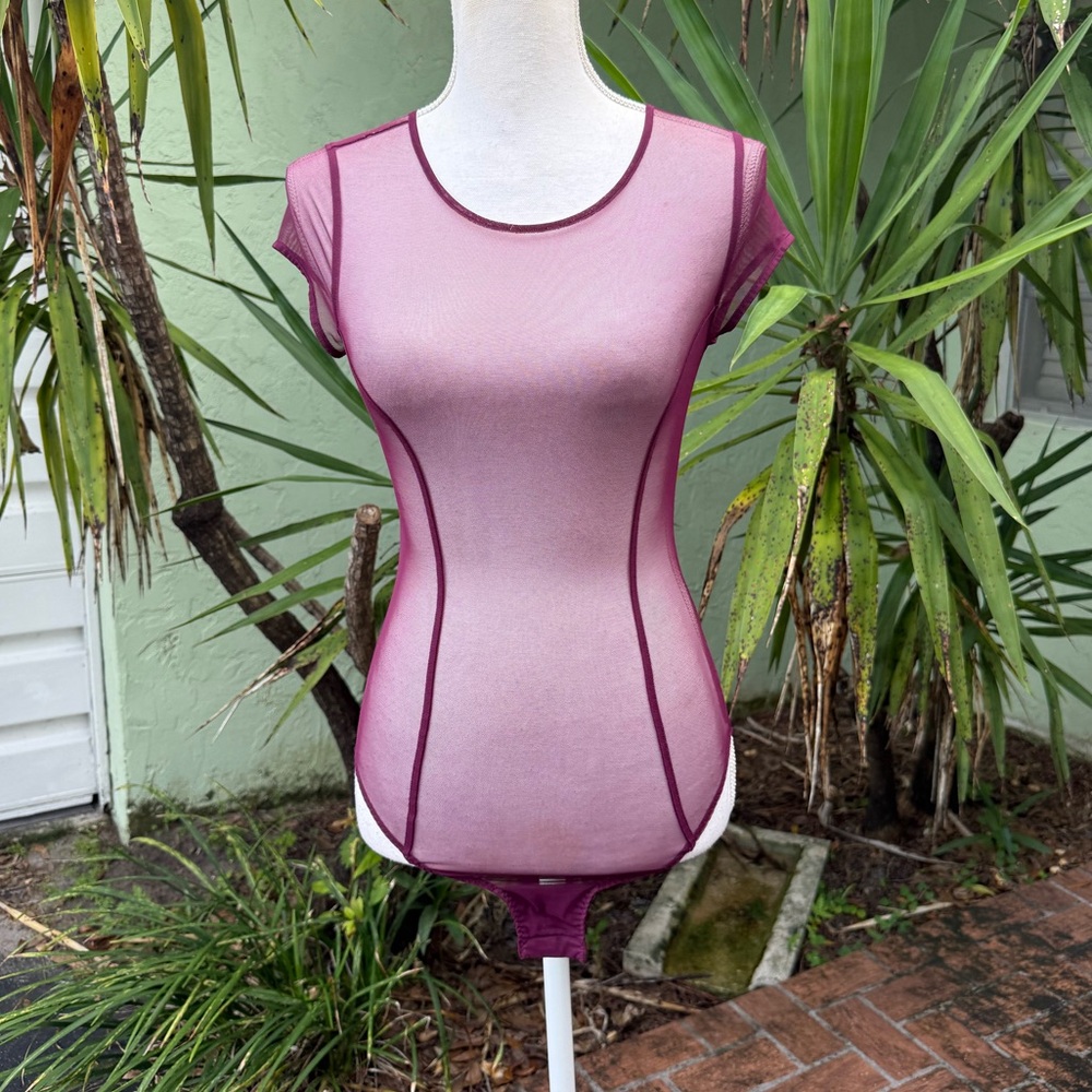 Burgundy Sheer Bodysuit